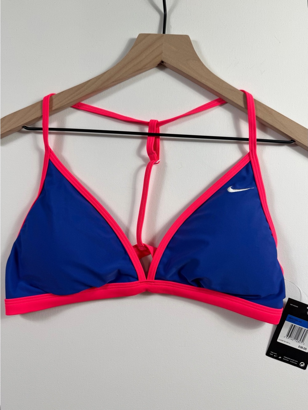 Nike NWT Royal Blue Neon Pink Triangle Bikini Top XL Beach Resort Activewear